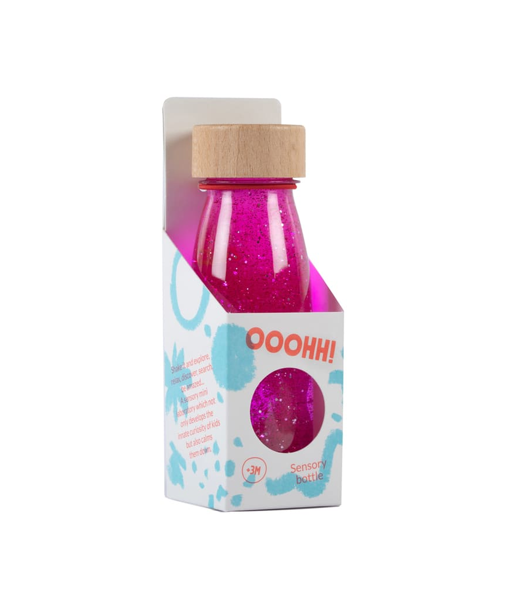 Bouteille sensorielle Float rose avec paillettes de Petit Boum