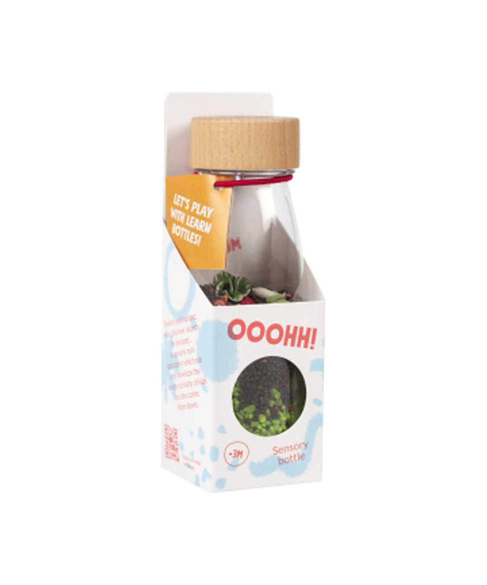 Bouteille sensorielle Learn Légumes avec potager miniature de Petit Boum