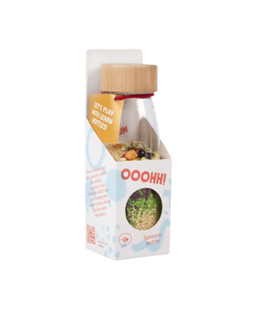 Bouteille sensorielle Learn MacBoum avec aliments à chercher de Petit Boum