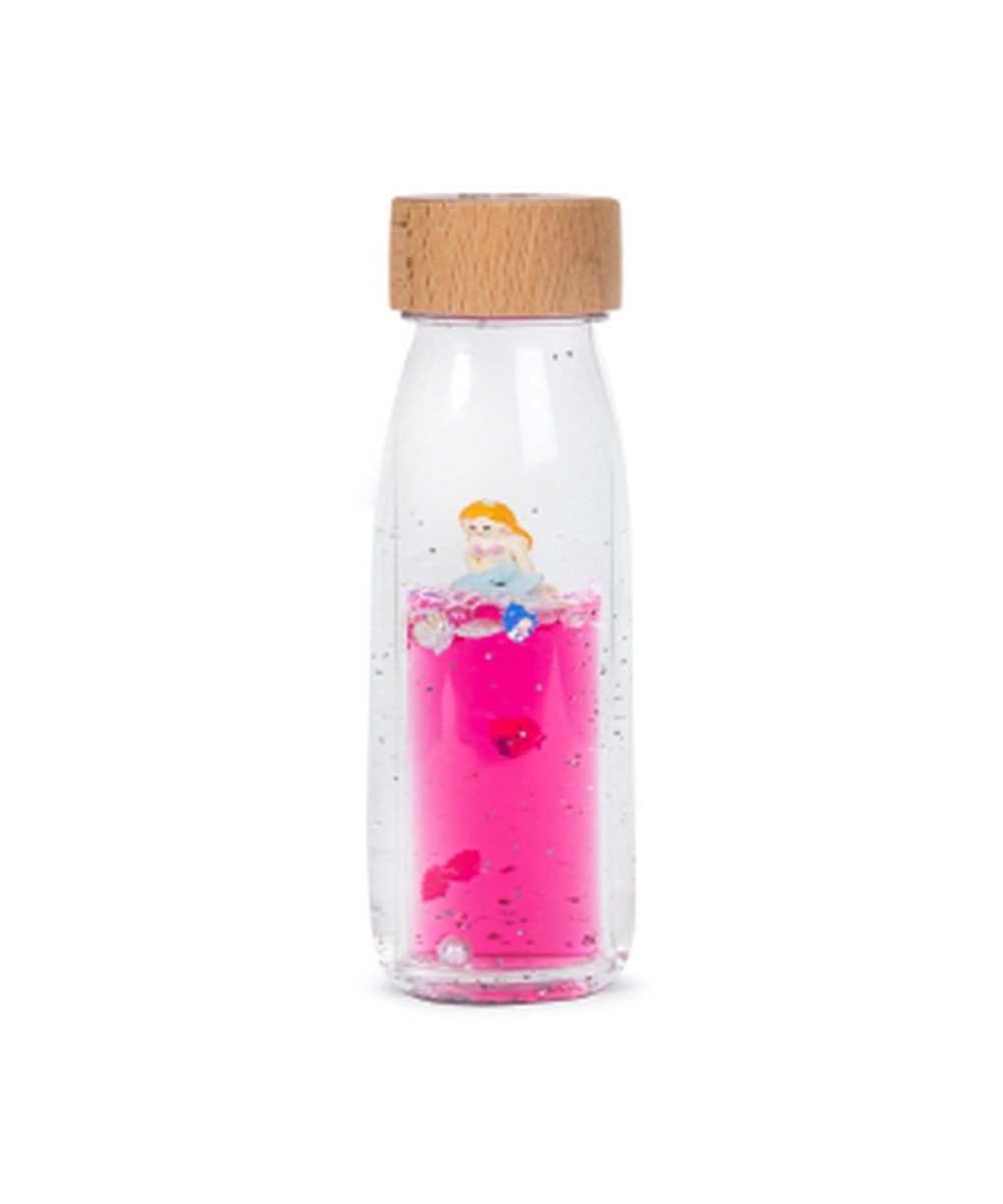 Bouteille sensorielle Move Sea Sparkle rose et marine de Petit Boum