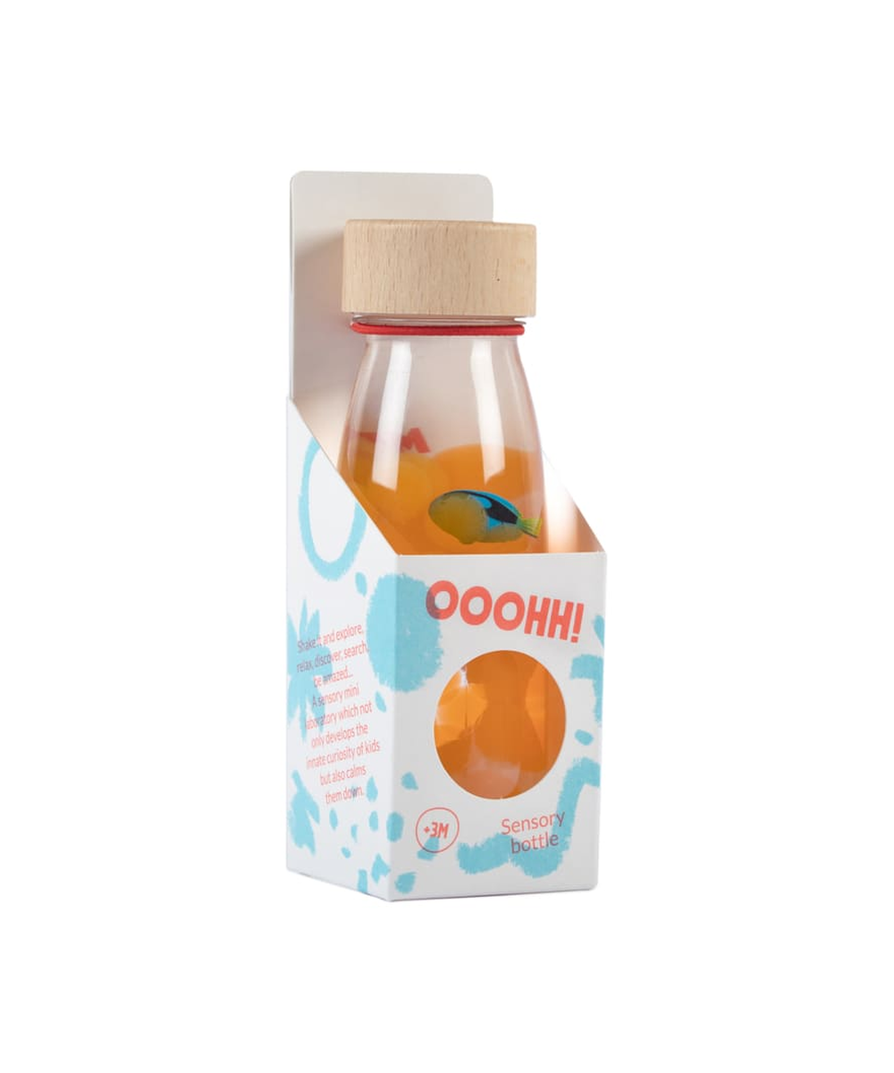 Bouteille sensorielle Sound Blue Tang avec poisson bleu de Petit Boum