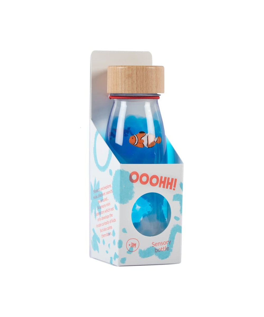 Bouteille sensorielle Sound Fish avec poissons colorés de Petit Boum