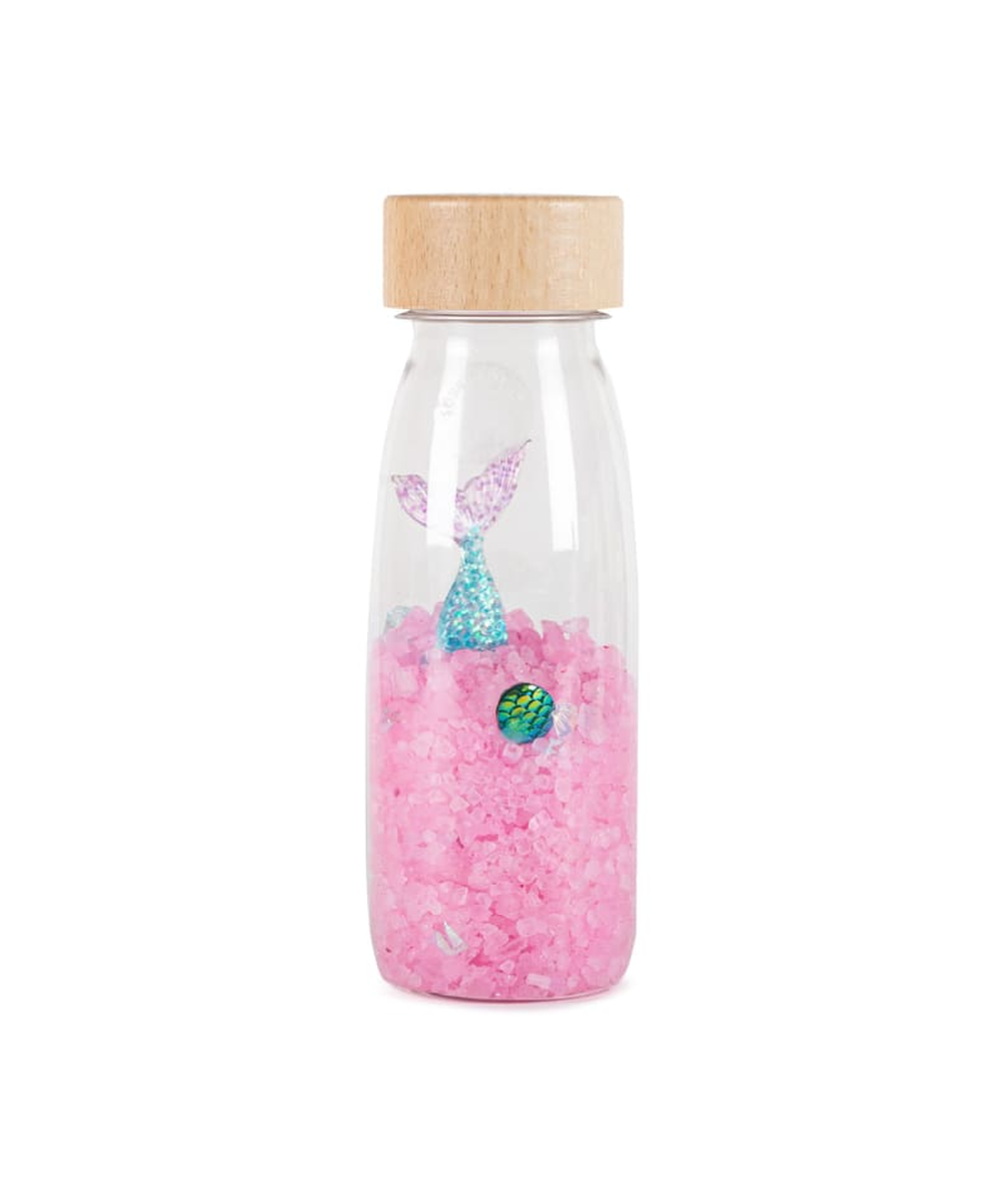 Bouteille sensorielle Sound Mermaid rose avec sirène de Petit Boum