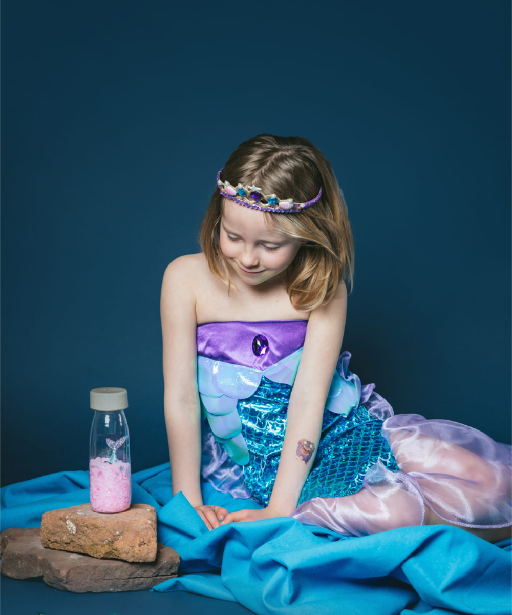 Bouteille sensorielle Sound Mermaid rose avec sirène de Petit Boum