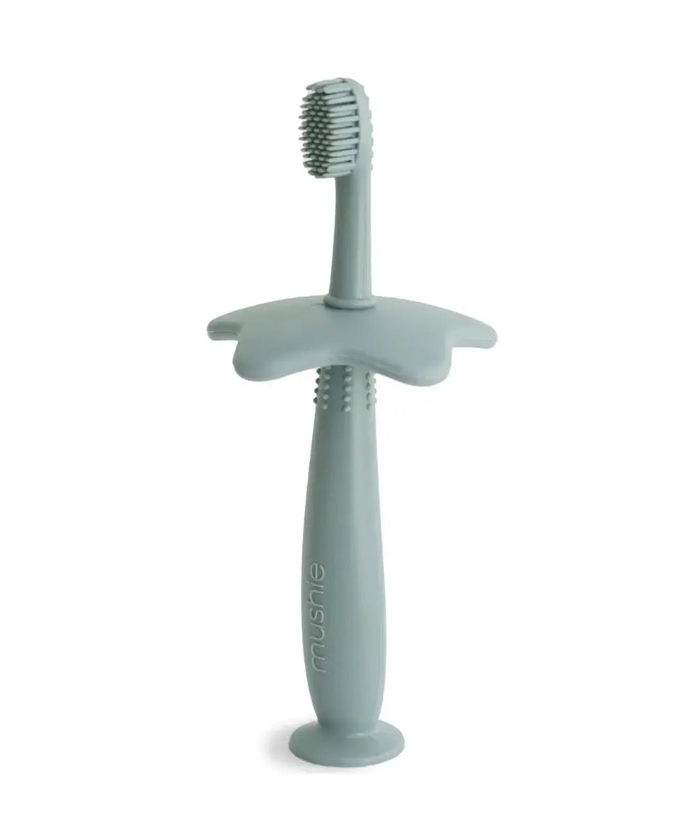 Brosse à dents d'apprentissage pour bébéen silicone de la marque Mushie