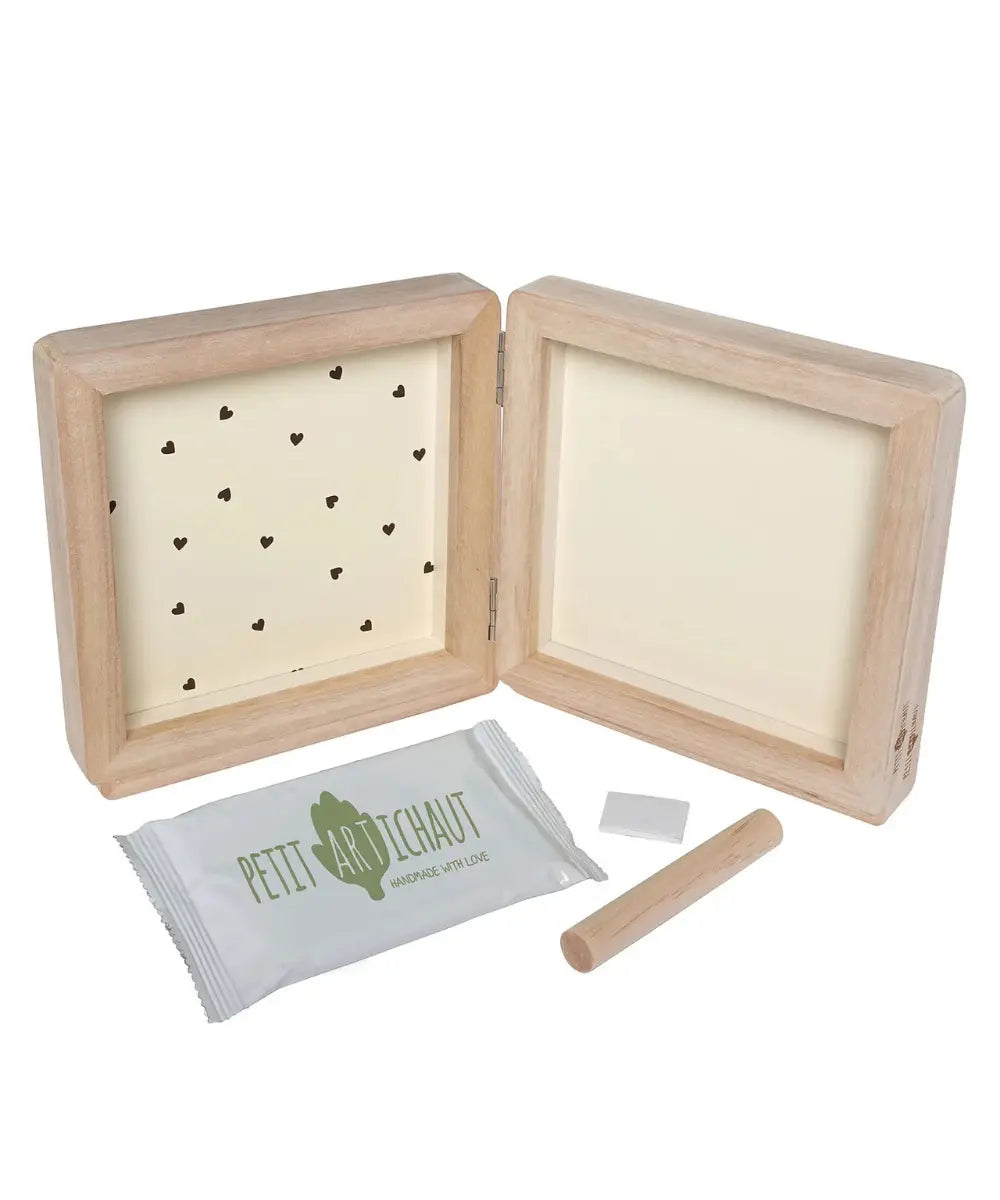 Contenu du kit Cadre double photo et empreintes de bébé Jolis Coeurs de Petit Artichaut