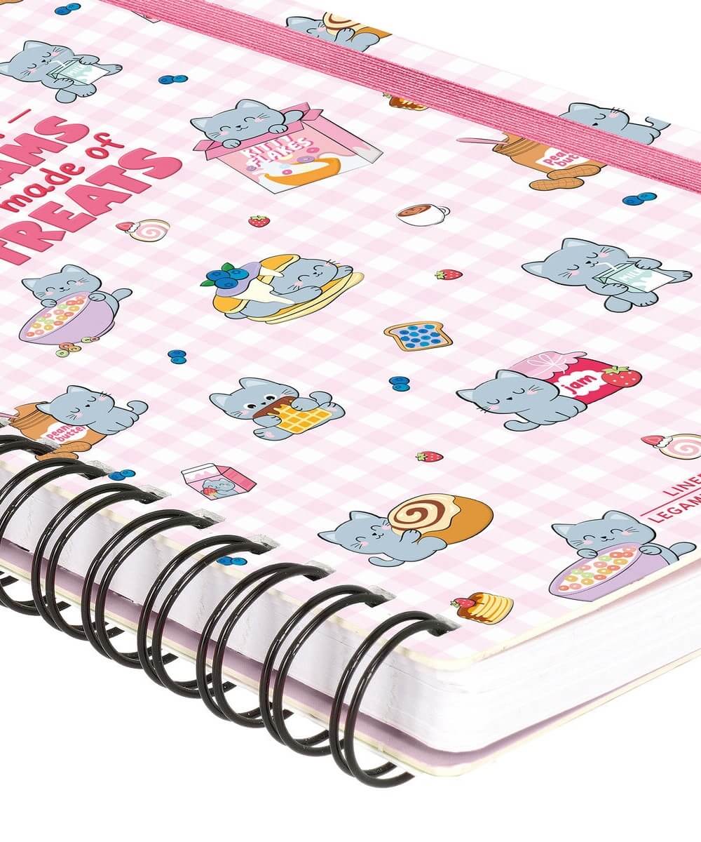Cahier A5 à spirale Chat de la marque Legami, en détail