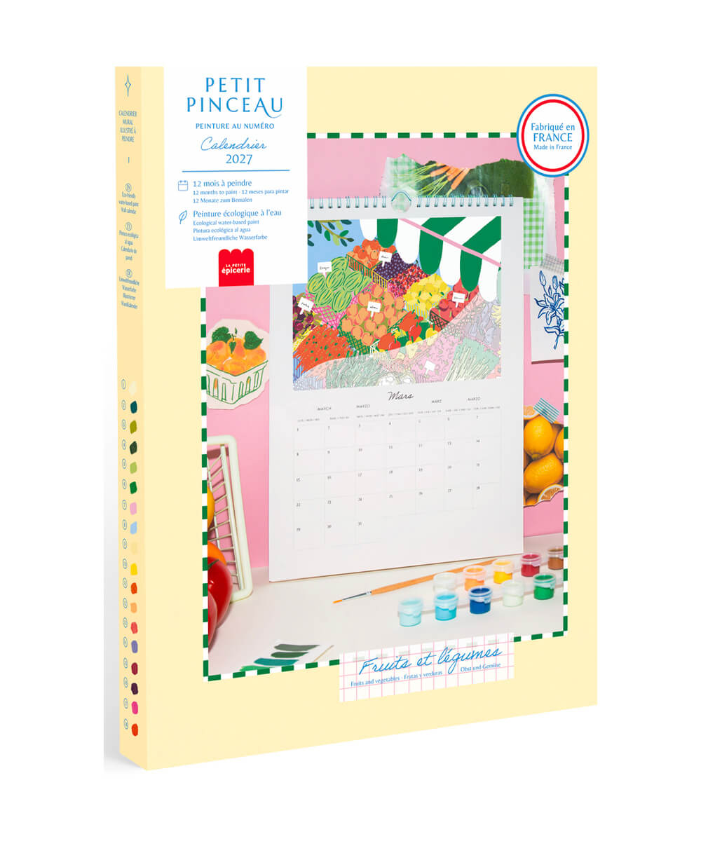 Calendrier à peindre 2027 Fruits et Légumes de la marque La Petite Épicerie, sur fond blanc