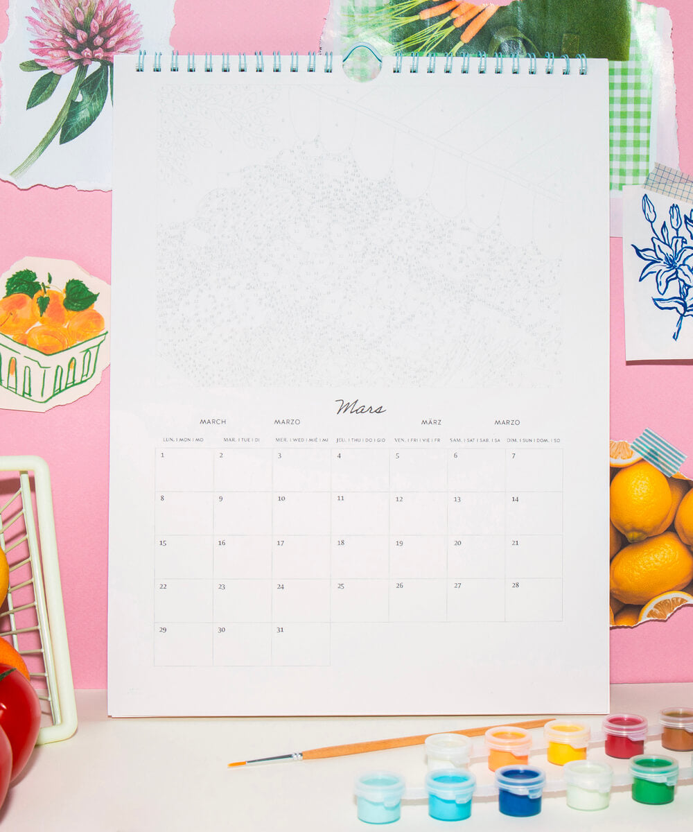 Calendrier à peindre 2027 Fruits et Légumes de la marque La Petite Épicerie, en mise en scène
