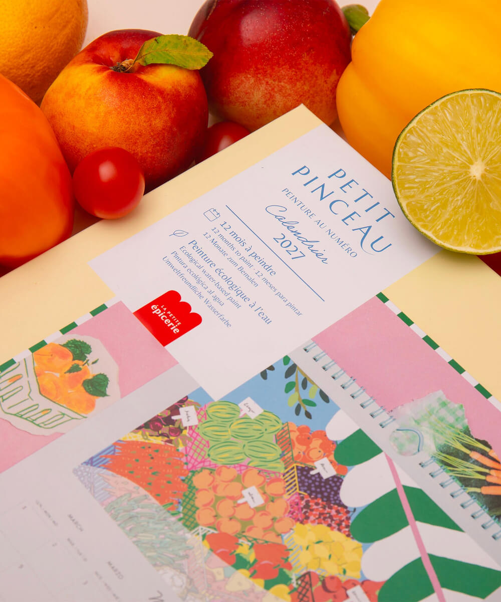 Calendrier à peindre 2027 Fruits et Légumes de la marque La Petite Épicerie, en mise en scène