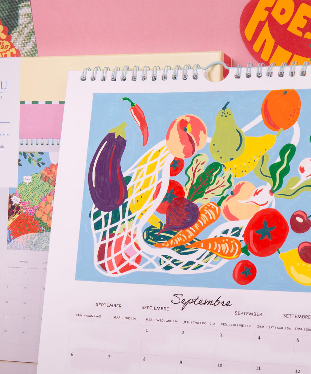 Calendrier à peindre 2027 Fruits et Légumes de la marque La Petite Épicerie, en mise en scène