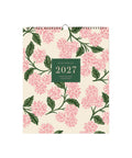 Calendrier mural Floral 2027 de Rifle Paper Co., couverture crème à fleurs roses et feuillage vert, sur fond blanc