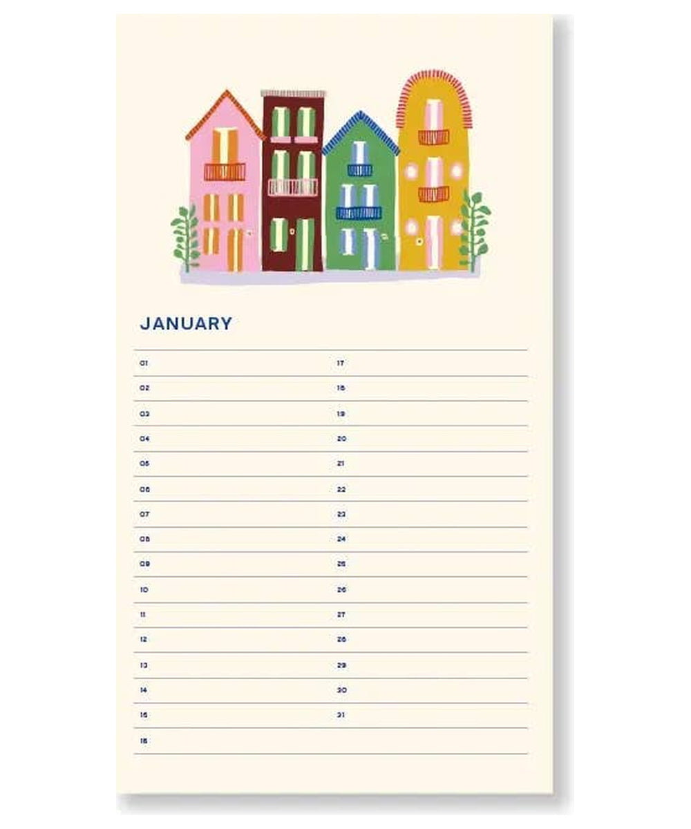 Calendrier perpétuel des anniversaires Fleurs Beige A-Journal