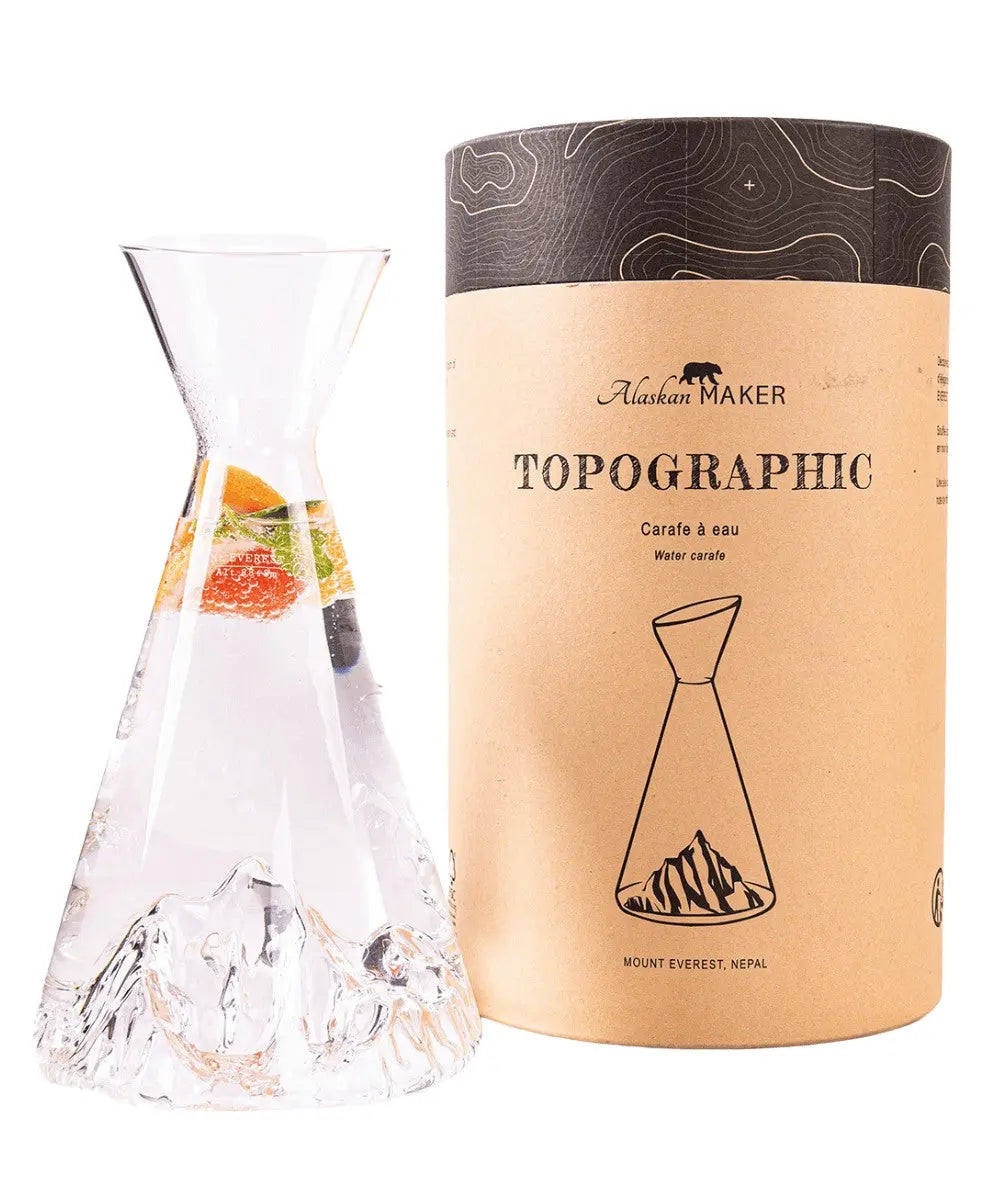 Carafe à eau Topographic Mont-Everest et sa boite de présentation