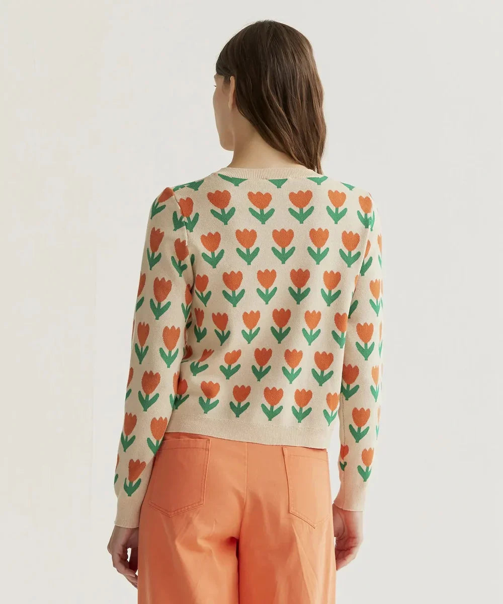 Cardigan en maille Orange Tulip de Compañía Fantástica