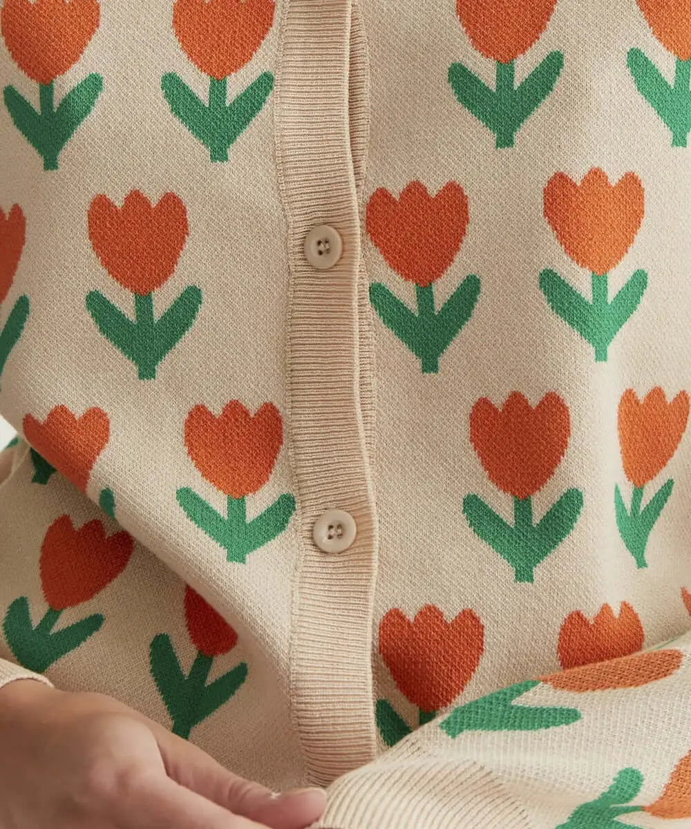 Cardigan en maille Orange Tulip de Compañía Fantástica
