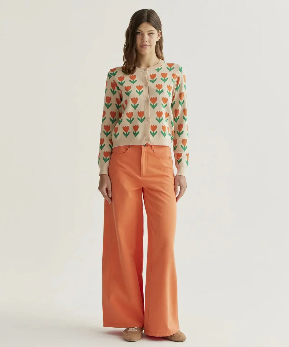 Cardigan en maille Orange Tulip de Compañía Fantástica