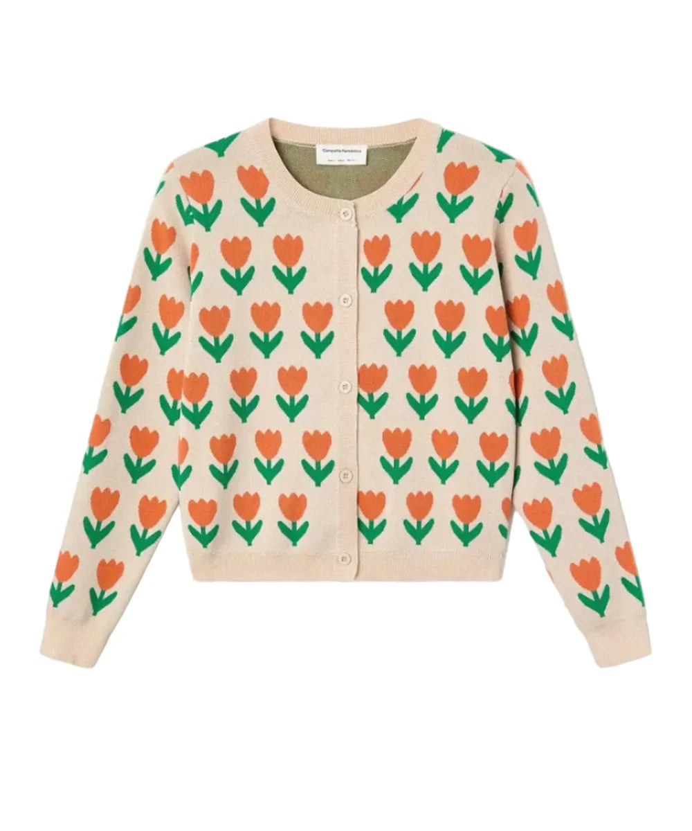 Cardigan en maille Orange Tulip de Compañía Fantástica
