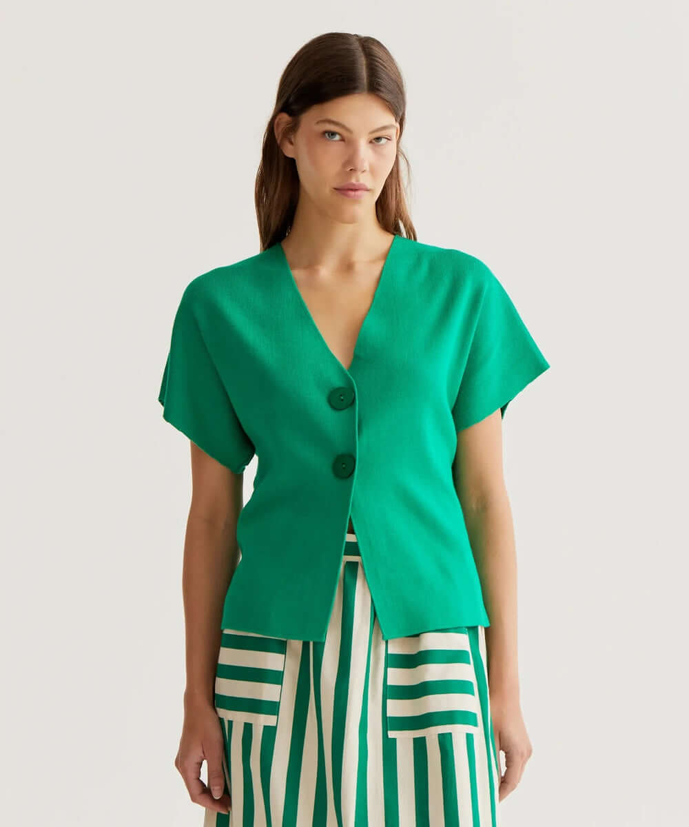 Cardigan en maille vert de Compañía Fantástica
