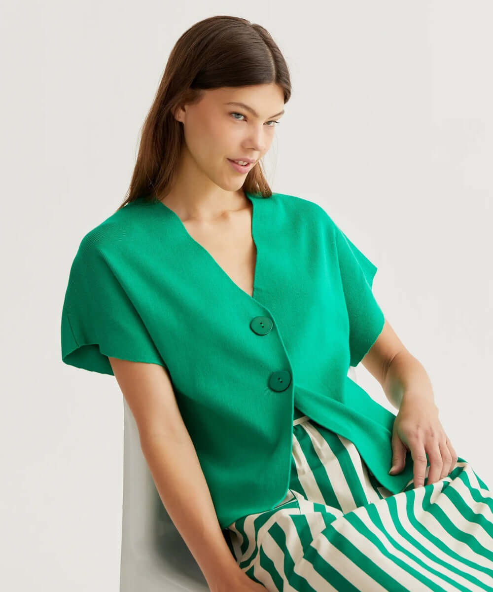 Cardigan en maille vert de Compañía Fantástica