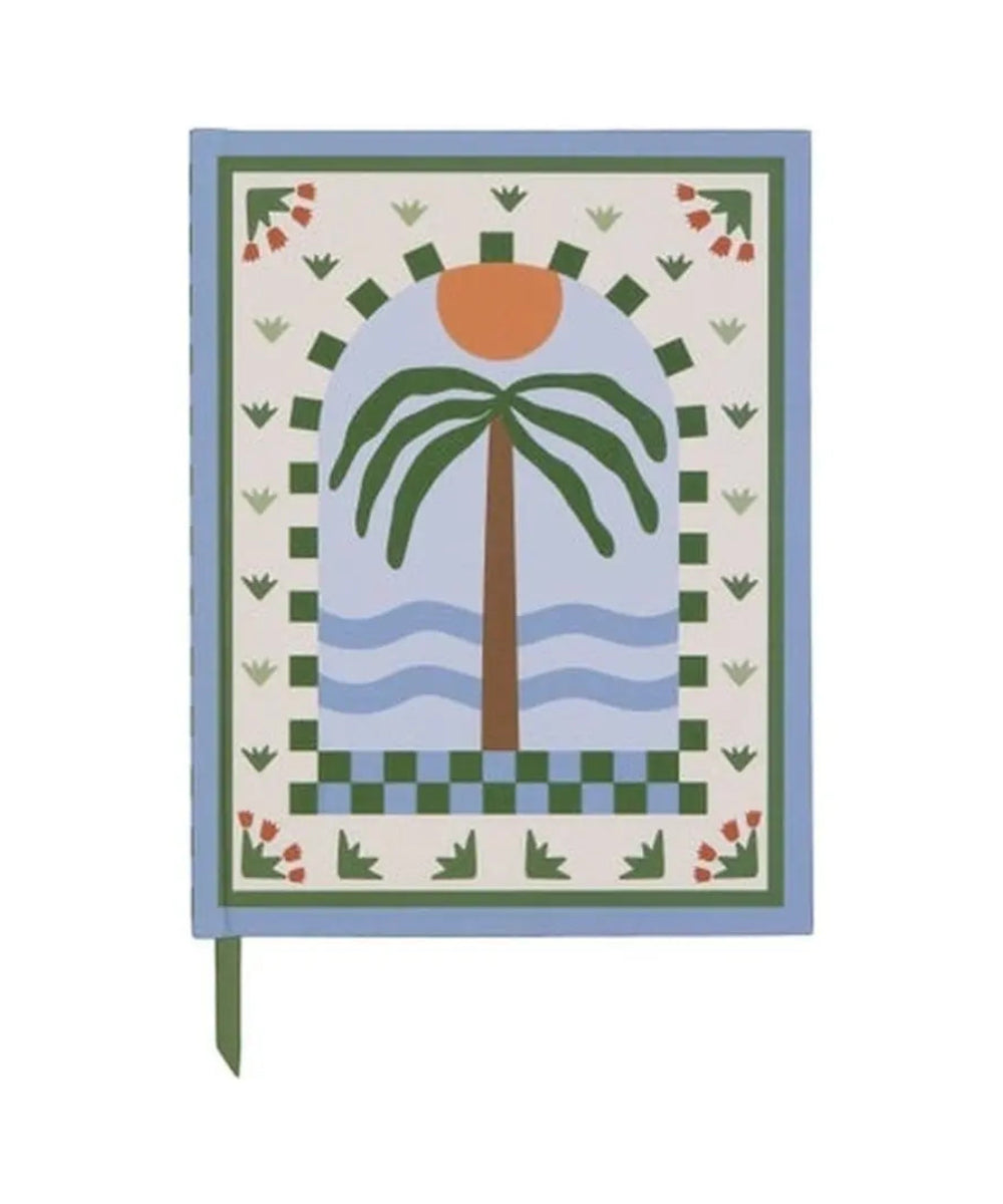 Carnet Adopo Palmier Designworks vu de face avec ruban marque-page vert sur fond blanc