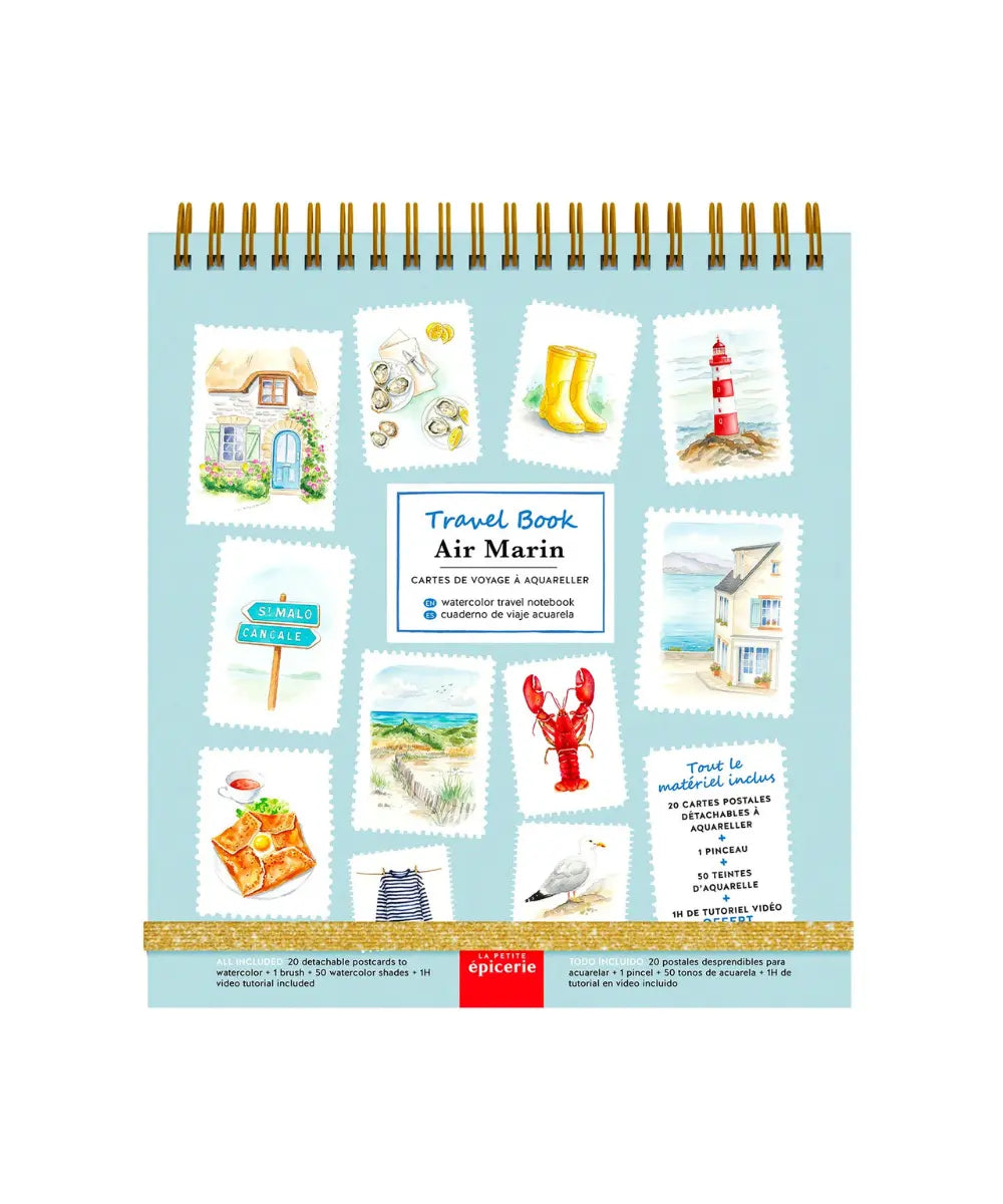 Carnet d'aquarelle Travel Book Air Marin de la marque La Petite Epicerie sur un fond blanc