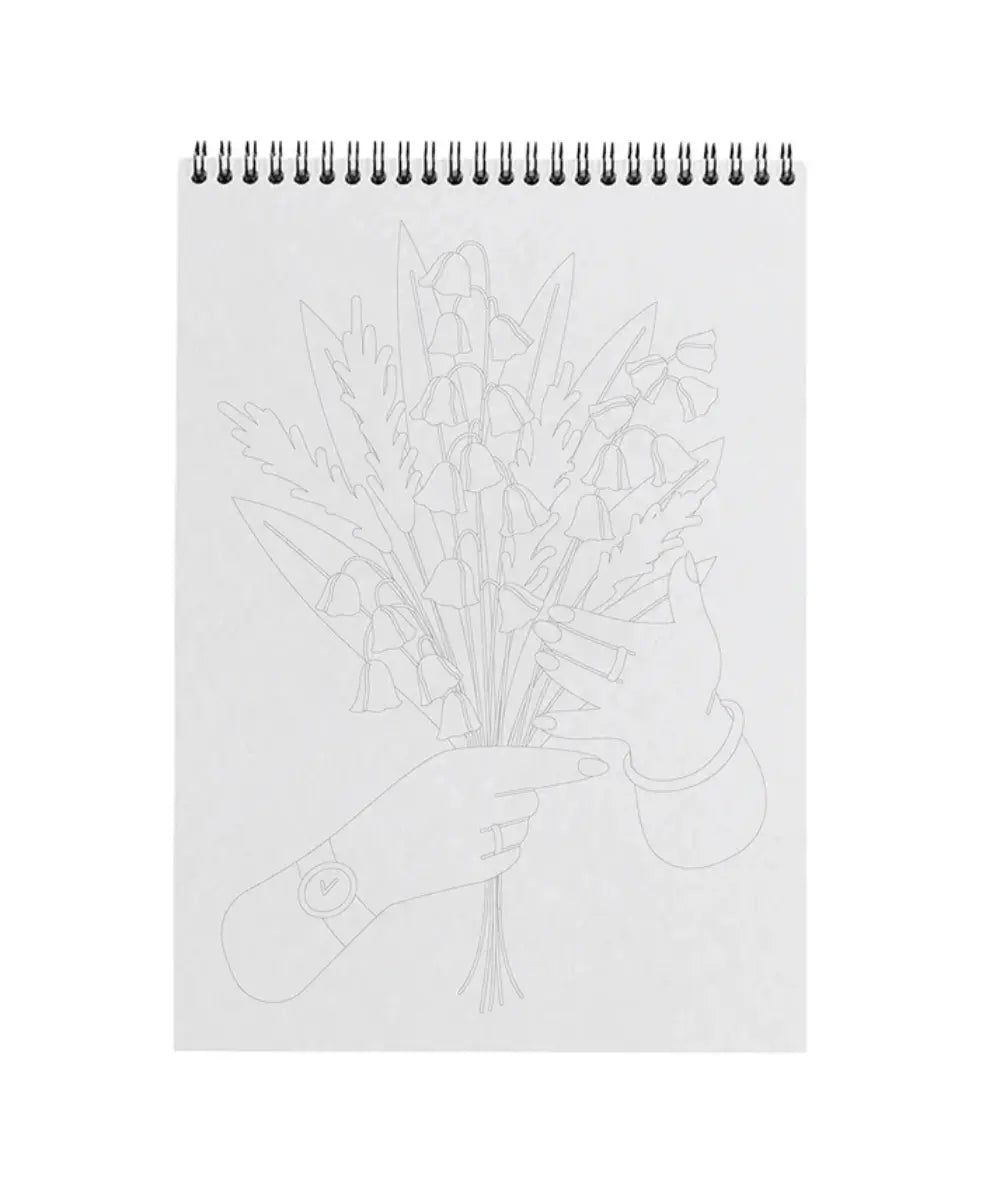 Carnet de coloriage format A4 de la marque Maison Joliette avec motifs fleurs sur papier épais texturé.