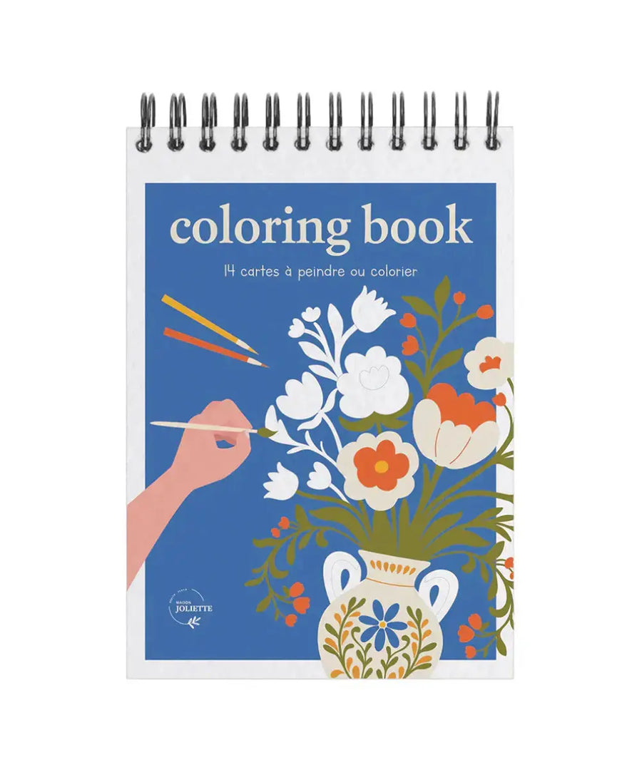Petit carnet de coloriage format A6 motif fleurs Bloom Maison Joliette.