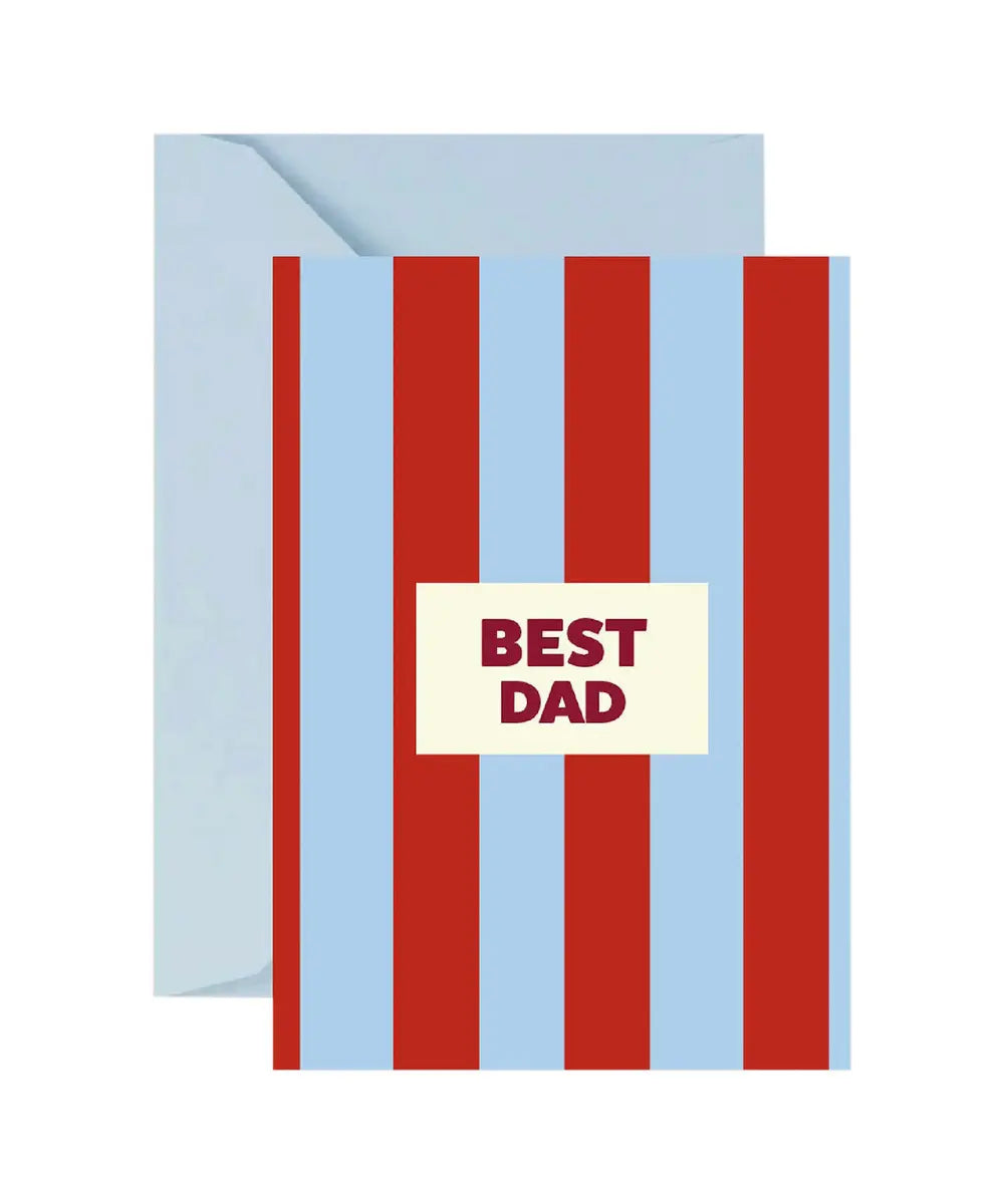 Carte postale bleue et rouge avec inscription graphique Best Dad de la marque Ma Petite Vie