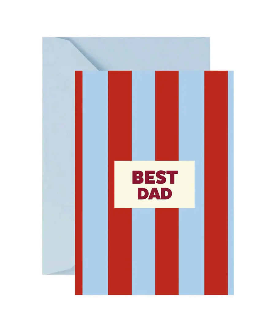 Carte postale bleue et rouge avec inscription graphique Best Dad de la marque Ma Petite Vie