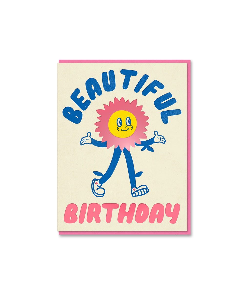 Carte d'anniversaire Happy Birthday Fleur de la collection The Toonies