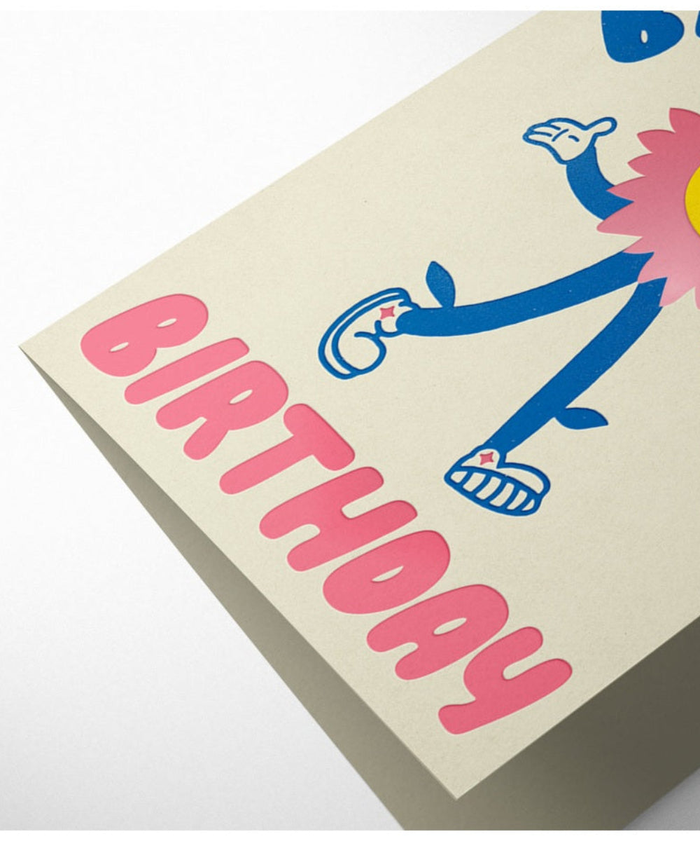 Carte d'anniversaire Happy Birthday Fleur de la collection The Toonies