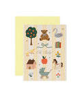 Carte de naissance illustree d un carrosse retro avec jouets vintage et dorures par rifle paper co.
