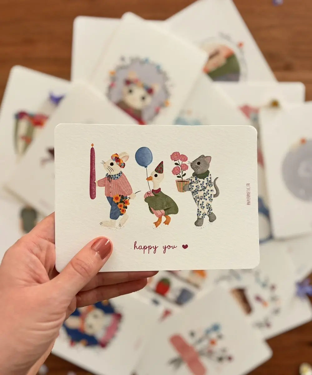 Carte Postale "Animaux de fête" | Papier Poetic - Carte Postale Animaux de fête de la marque française Papier Poetic
