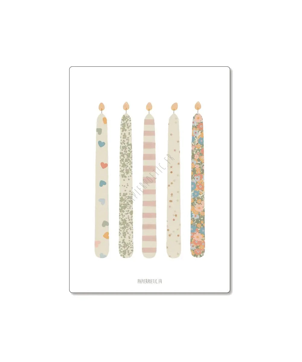 Carte Postale "Bougies colorées" | Papier Poetic - Carte Postale Bougies colorées de la marque française Papier Poetic