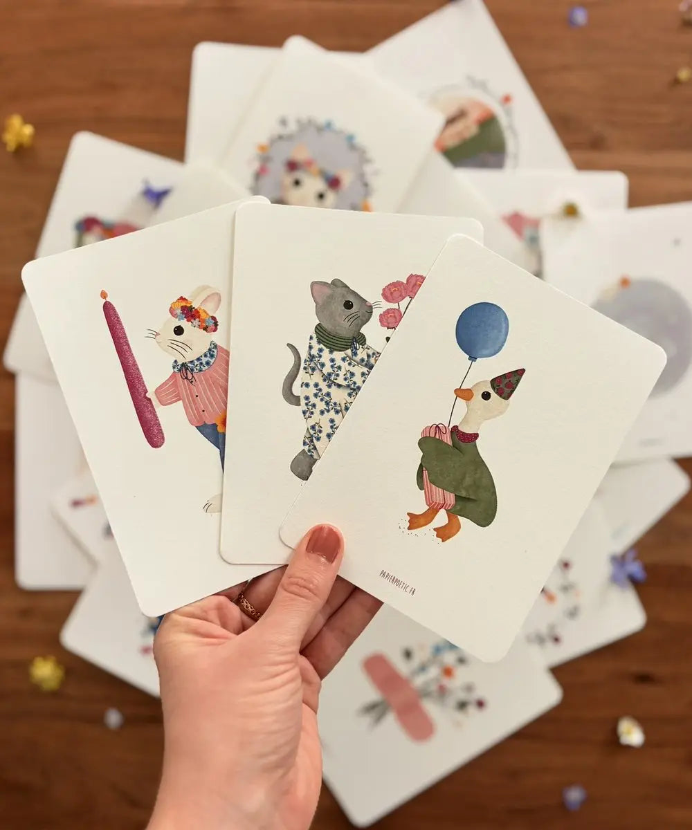 Carte Postale "Chat de fête" | Papier Poetic - Carte Postale Chat de fête de la marque française Papier Poetic