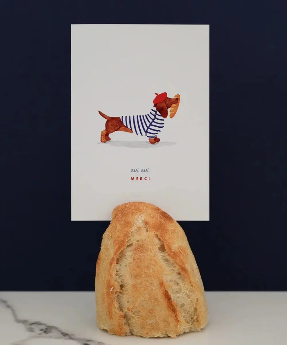 Carte de vœux illustree teckel beret mariniere et baguette Oui Oui Merci All The Ways To Say
