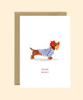 Carte de vœux illustree teckel beret mariniere et baguette Oui Oui Merci All The Ways To Say