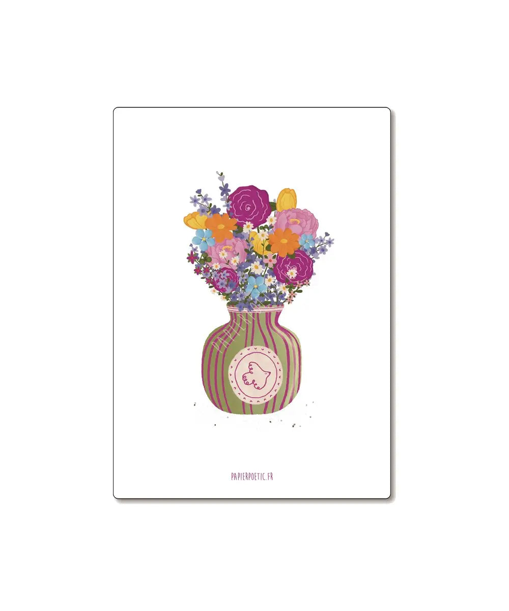 Carte Postale "Vase coloré fleuri" | Papier Poetic - Carte Postale Vase coloré fleuri de la marque française Papier Poetic