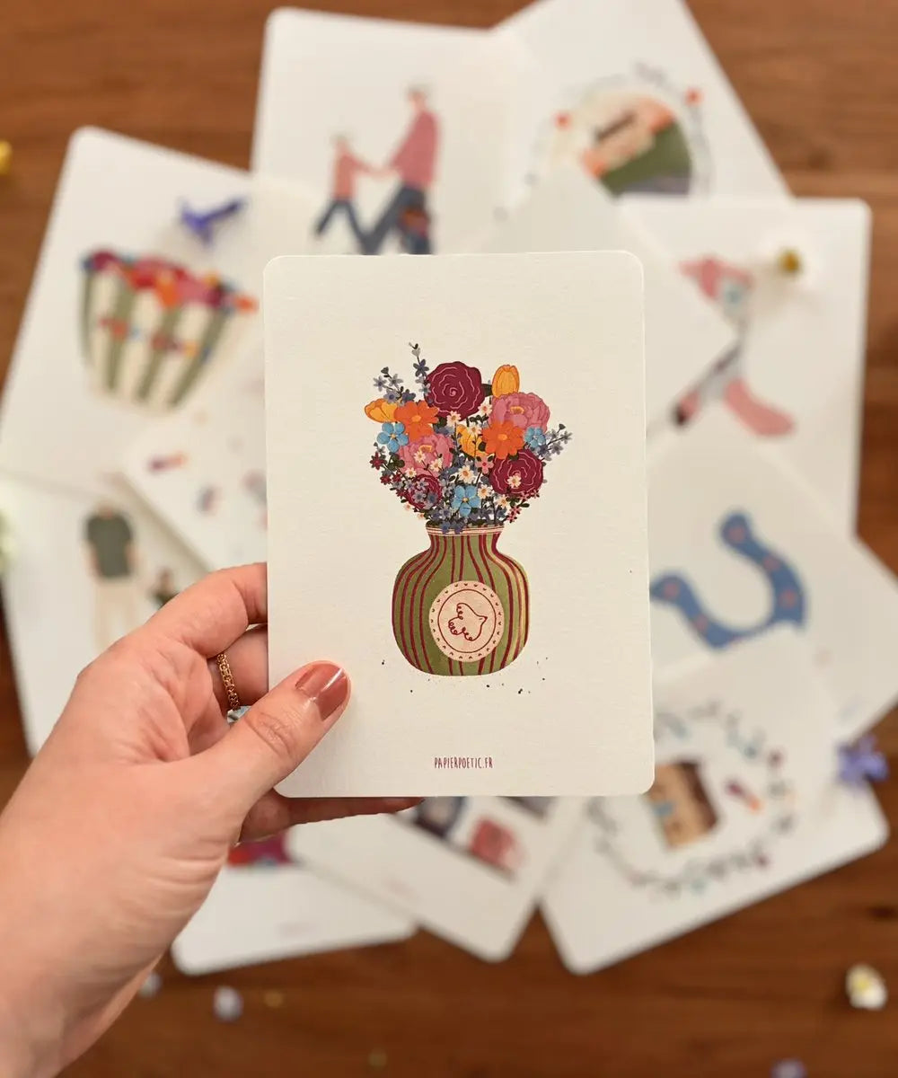 Carte Postale "Vase coloré fleuri" | Papier Poetic - Carte Postale Vase coloré fleuri de la marque française Papier Poetic