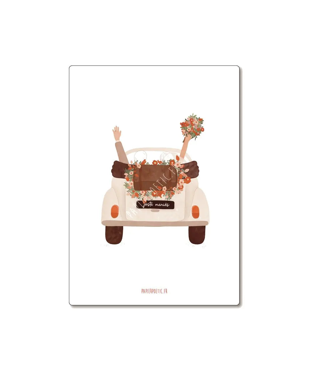 Carte Postale "Voiture juste mariés" | Papier Poetic - Carte Postale Voiture juste mariés de la marque française Papier Poetic
