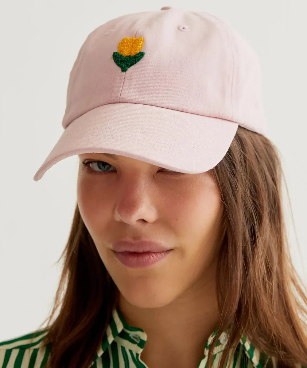 Casquette rose broderie tulipe de Compañía Fantástica