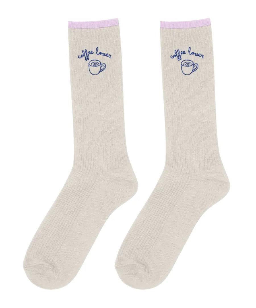 Chaussettes brodées Coffee Lover taille 40-45 de la marque Atelier Pistache