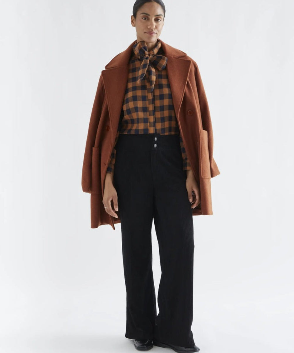 Chemise à lavallière carreaux marron et bleu de Compañía Fantástica