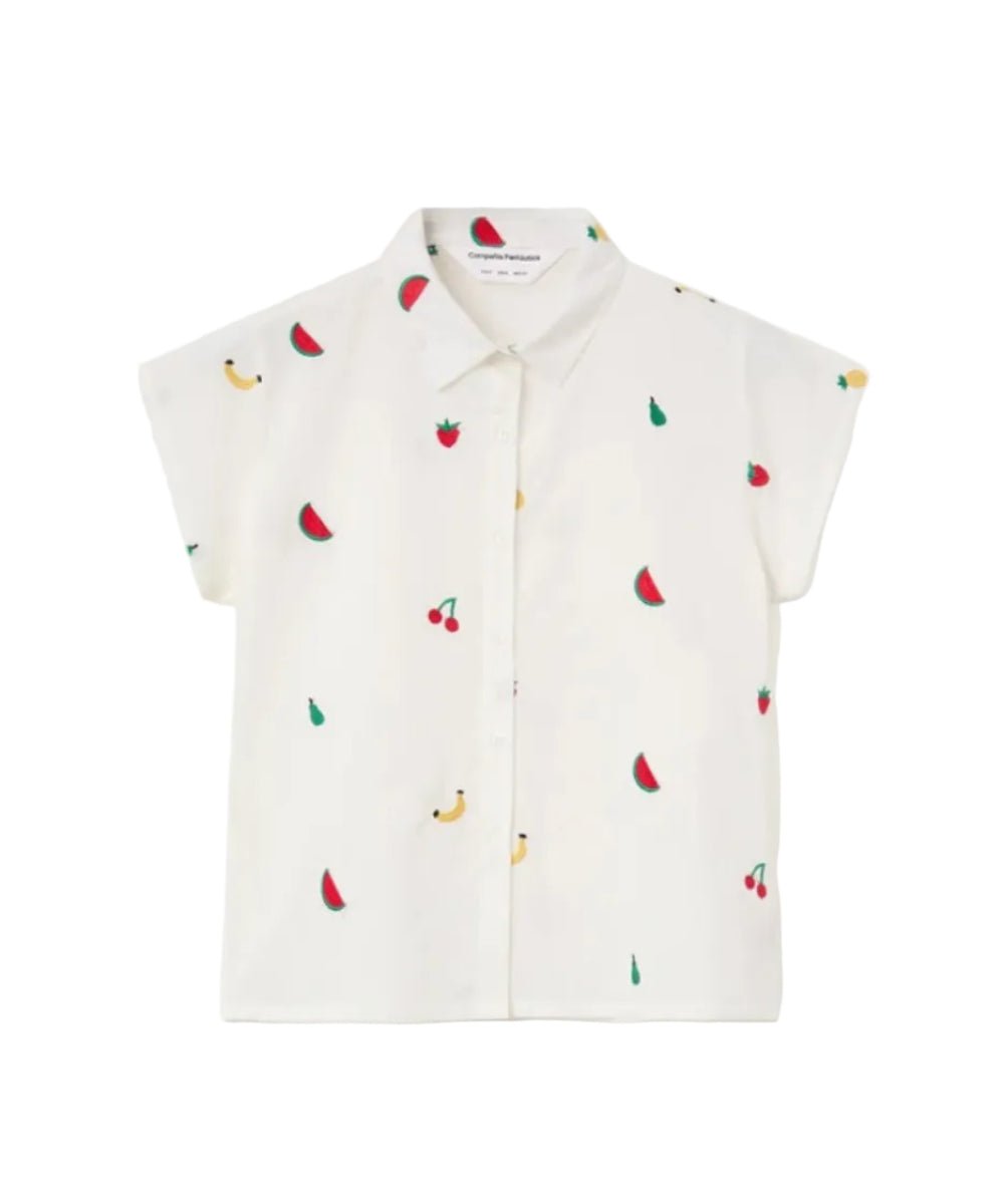 Chemise blanche broderie salade de fruits de Compañía Fantástica