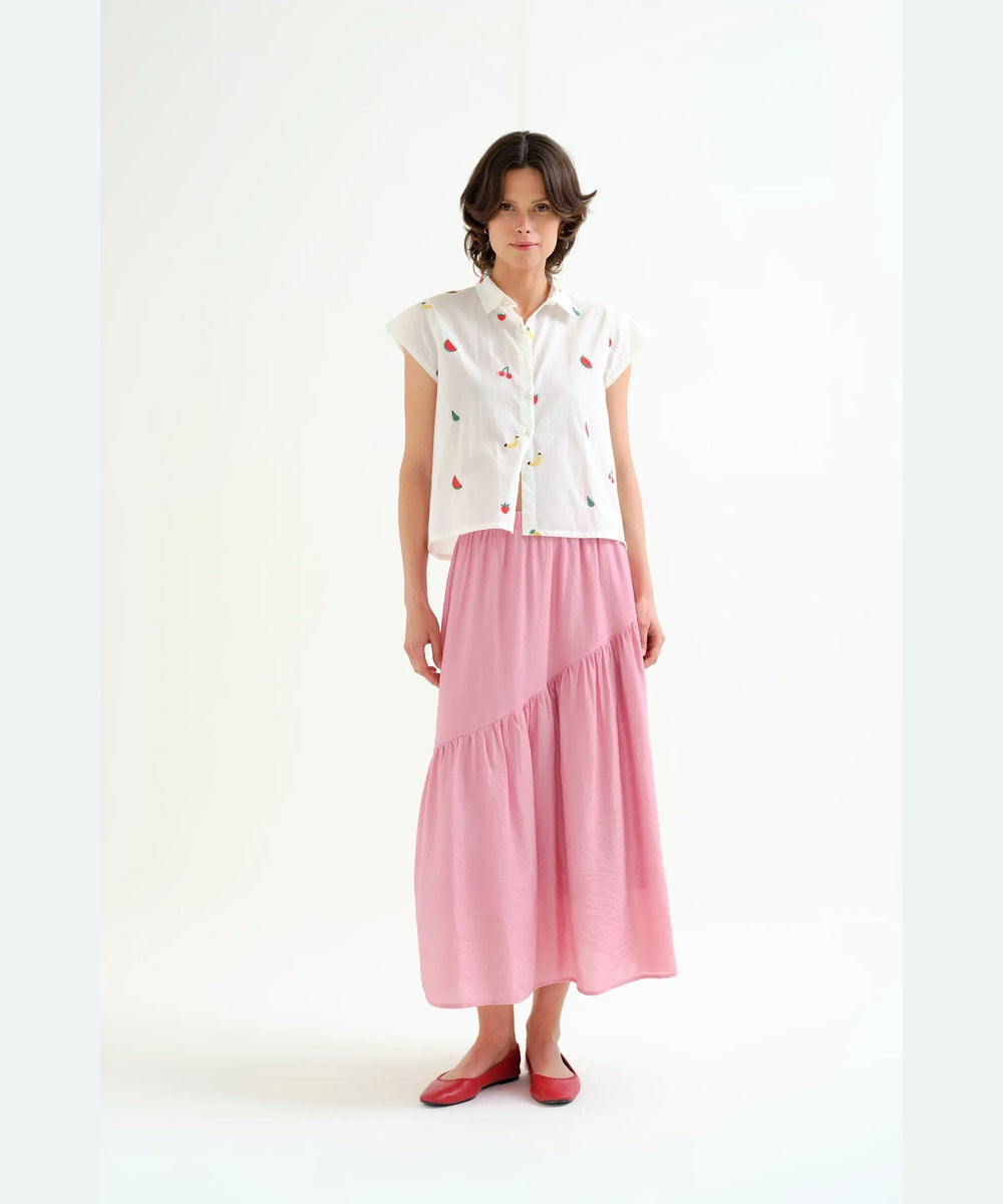 Chemise blanche broderie salade de fruits de Compañía Fantástica