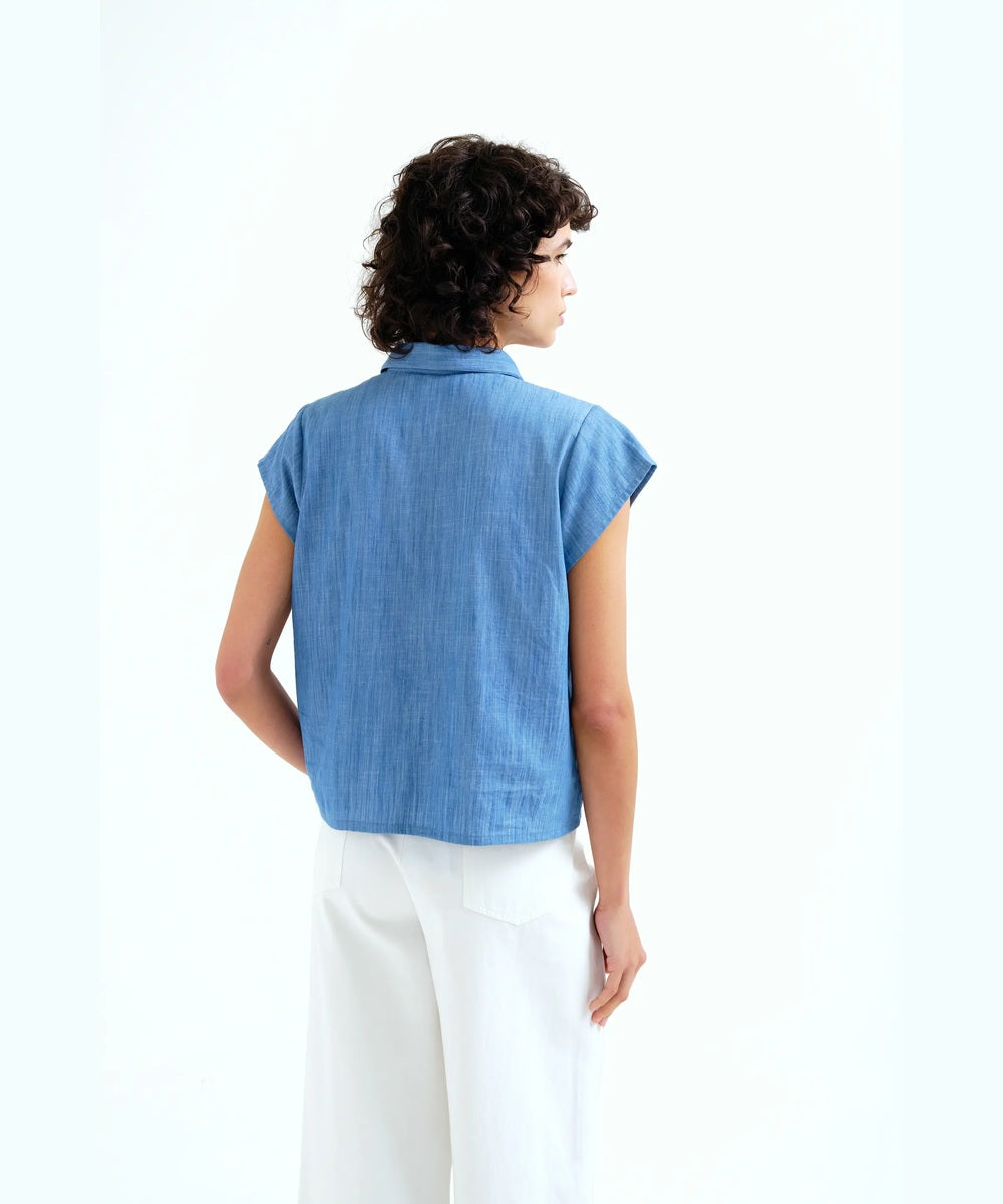 Chemise chambray bleu clair manches courtes de Compañía Fantástica