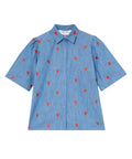 Chemise en chambray de coton Coeurs brodés de la marque Compania Fantastica sur un fond blanc