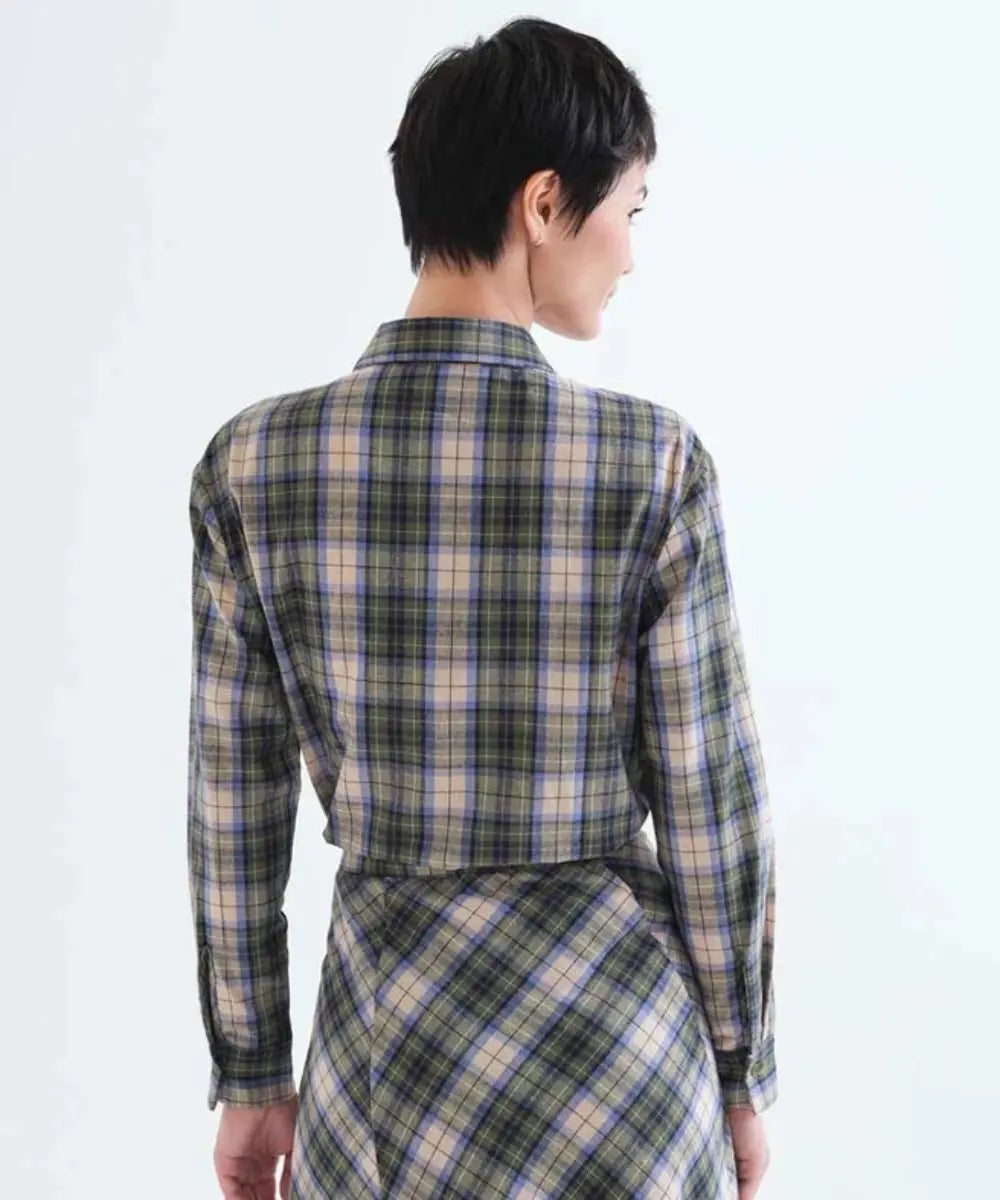 Chemise en coton femme a carreaux verts et blancs Compañía Fantástica