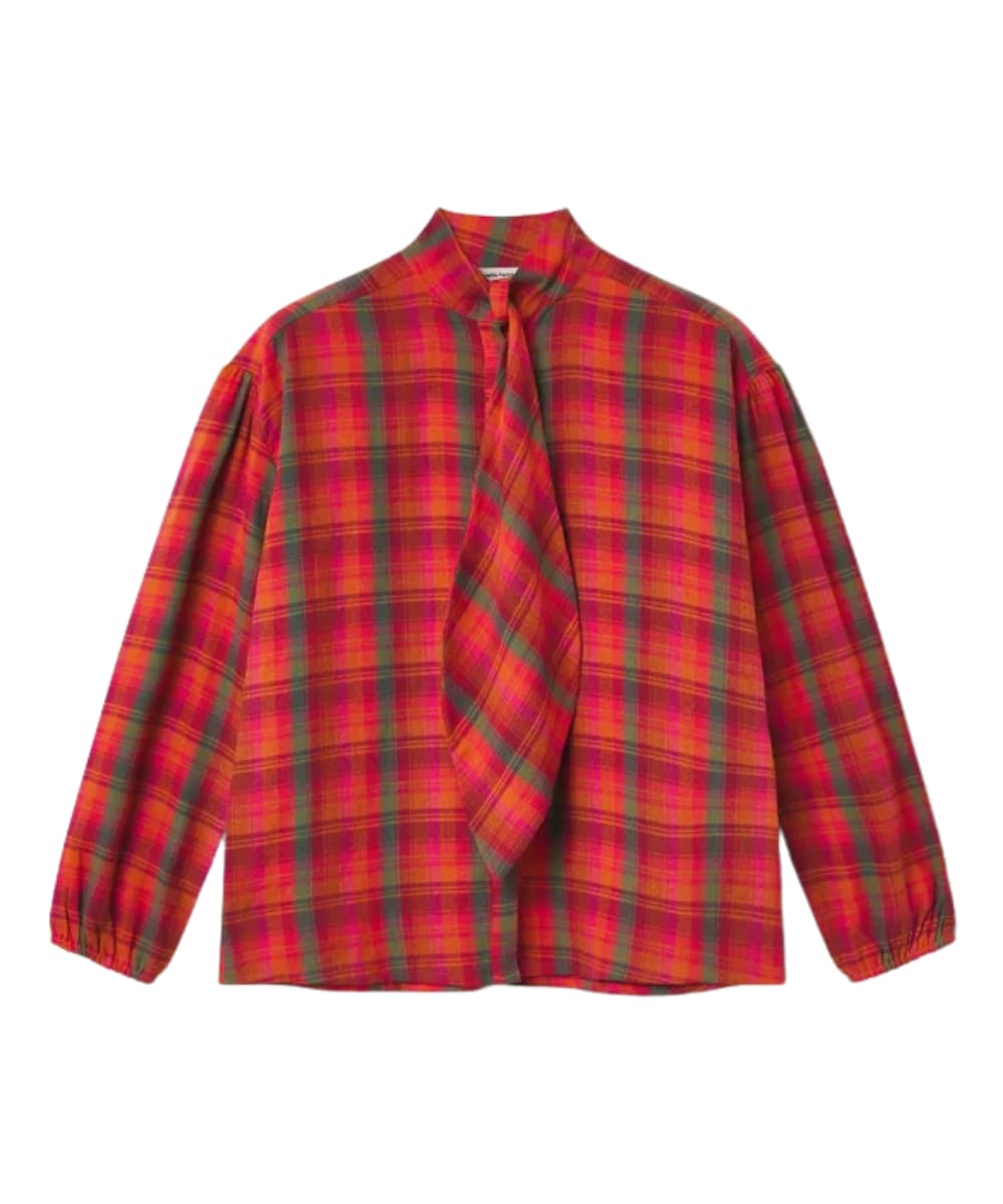 Chemise col lavallière en coton et à motif à carreaux de la marque Compania Fantastica